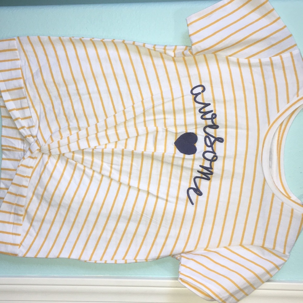 Yellow and white striped tee